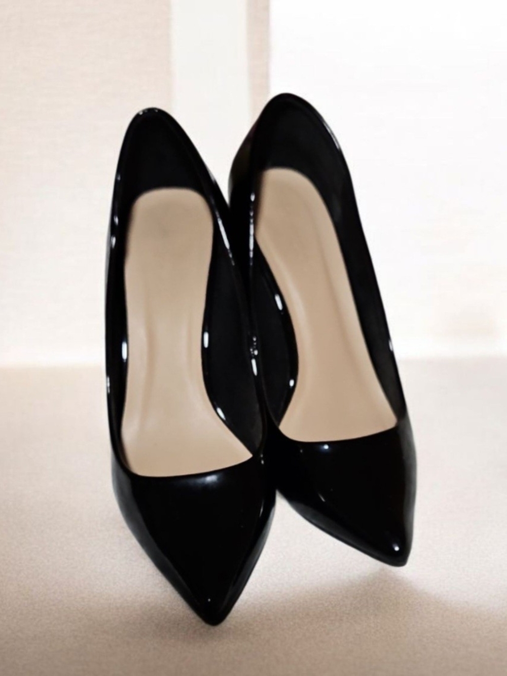 BAMBOO Black Patent Pointed Toe High Heels